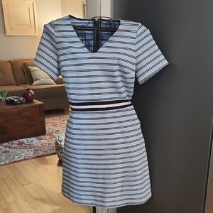 Draper James Navy and White Striped Mini Dress